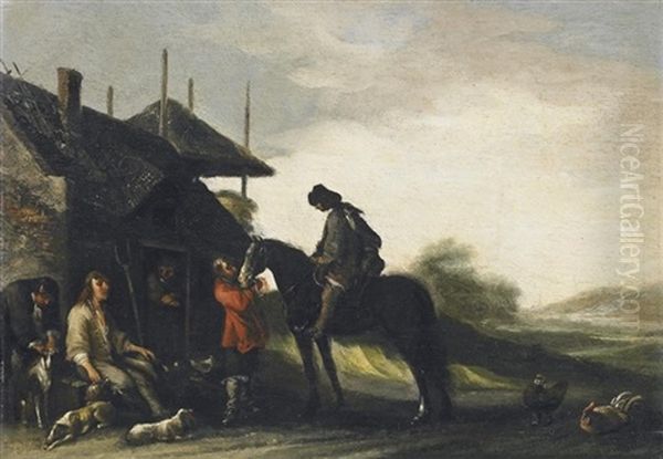 Reiter Bei Der Rast Vor Einer Bauernkate Oil Painting by Anthonie Palamedesz