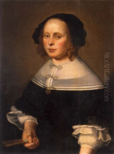 Portrait Einer Jungen Dame Mit Facher In Der Hand Oil Painting by Anthonie Palamedesz