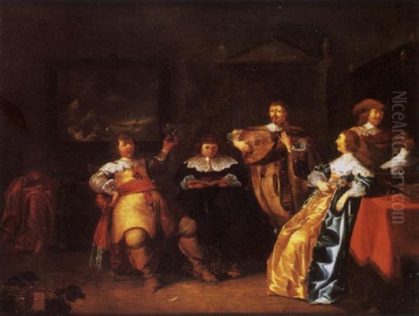 A Guardroom Interior With Female Company Oil Painting by Anthonie Palamedesz