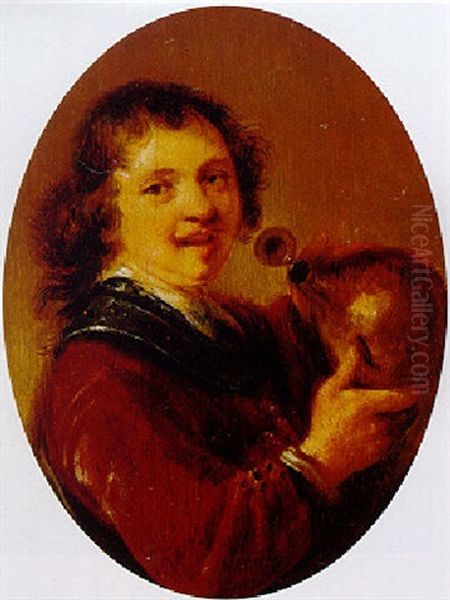 Portrait Of A Man Holding A Jug Oil Painting by Anthonie Palamedesz