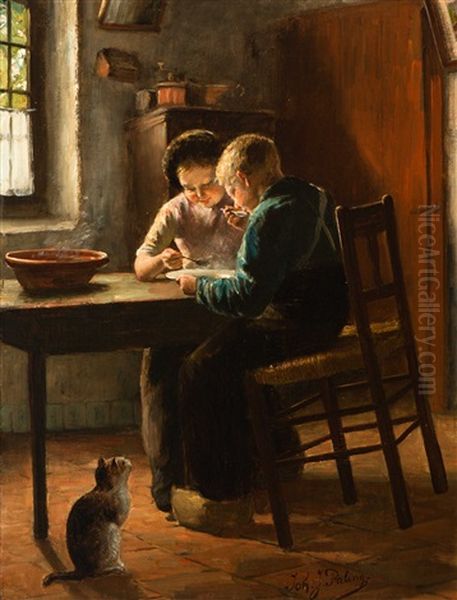 A Bite In The Mouth, A Bite On The Floor Oil Painting by Johannes Jacobus Paling