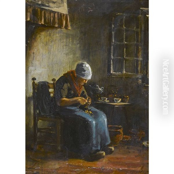 Kochin Bei Der Schalarbeit Oil Painting by Johannes Jacobus Paling