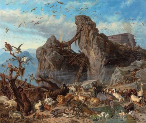 After The Flood: The Exit Of The Animals From The Ark Oil Painting by Filippo Palizzi