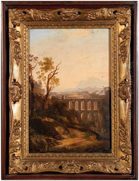 Aqueduc Dans La Campagne Romaine, Au Fond Le Mont Soracte Oil Painting by Filippo Palizzi