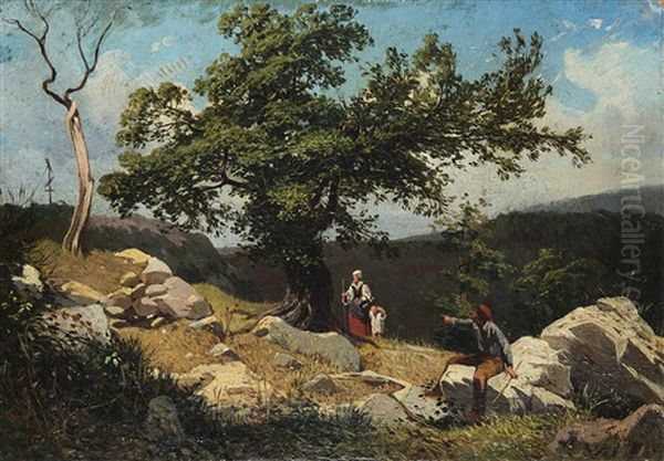 Veduta Della Collina Del Deserto. Sorrento Oil Painting by Filippo Palizzi