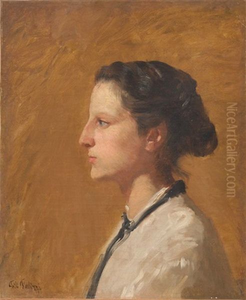 Profilo Di Signora Oil Painting by Filippo Palizzi