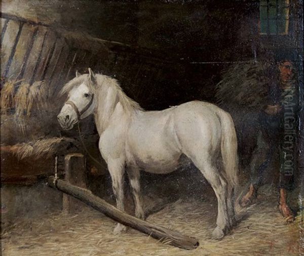 Cavallo Nella Stalla Oil Painting by Filippo Palizzi