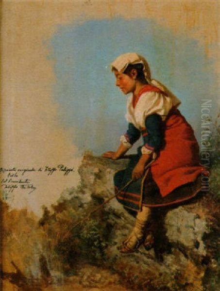 Junge Romerin In Tracht Oil Painting by Filippo Palizzi