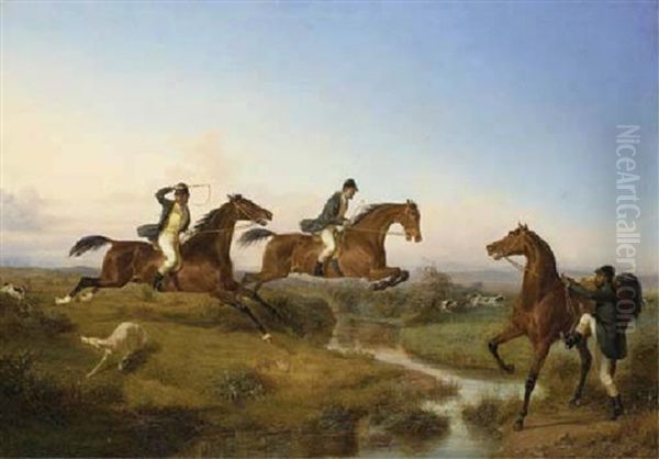 Hunting In The Neapolitan Countryside Oil Painting by Filippo Palizzi