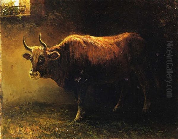 Toro Nella Stalla Oil Painting by Filippo Palizzi