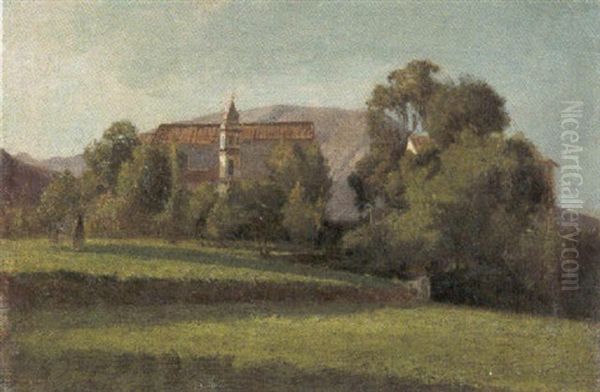 Paesaggio Con Chiesa Oil Painting by Filippo Palizzi