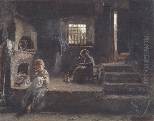 The Young Sewer Oil Painting by Filippo Palizzi