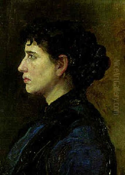 Portrait Of A Woman Oil Painting by Filippo Palizzi