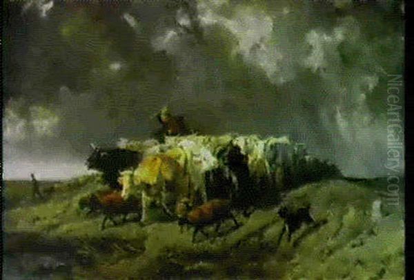 Mandria Sotto Il Temporale Oil Painting by Filippo Palizzi