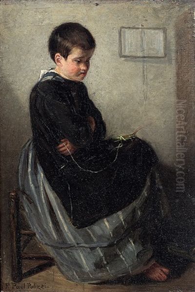 Enfant Jouant Avec Une Sauterelle Oil Painting by Francesco Paolo Palizzi