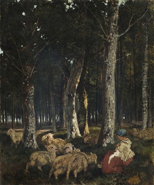 Pastorella Seduta Nel Bosco Oil Painting by Giuseppe Palizzi