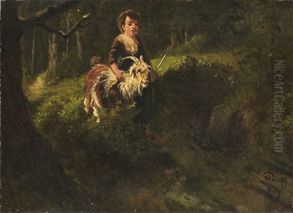 Pastorella Nel Bosco Oil Painting by Giuseppe Palizzi