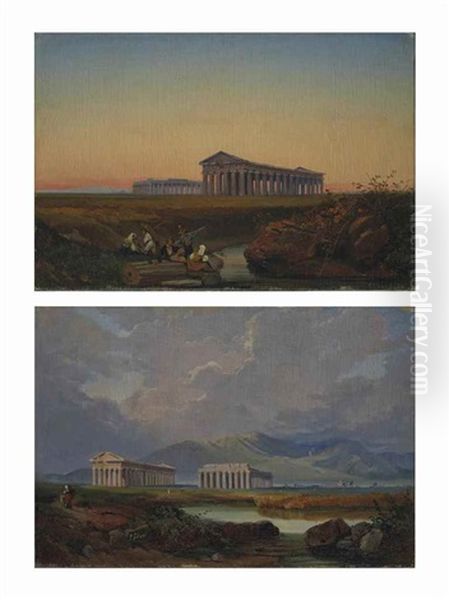 Vues De Paestum Oil Painting by Giuseppe Palizzi