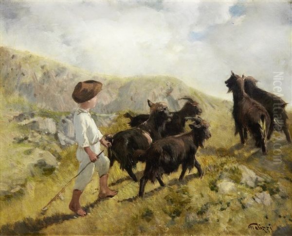 The Young Herder Oil Painting by Giuseppe Palizzi