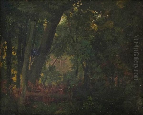 Forest Interior Oil Painting by Giuseppe Palizzi