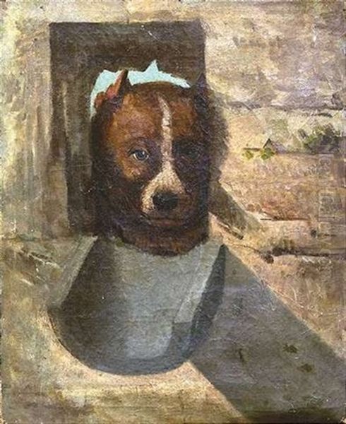 Aus Einer Maueroffnung Schaut Ein Hund Heraus Oil Painting by Giuseppe Palizzi