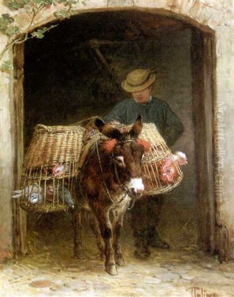 La Vendedora De Aves Oil Painting by Giuseppe Palizzi