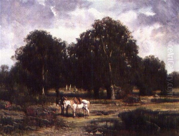 Mules Oil Painting by Giuseppe Palizzi