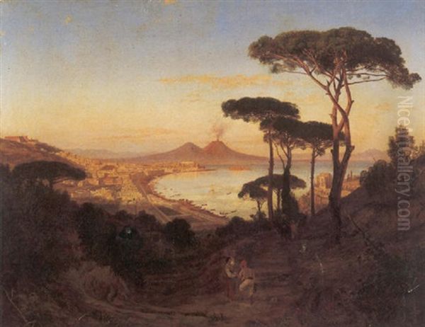 Napoli, Veduta Del Golfo Della Colline Oil Painting by Nicola Palizzi