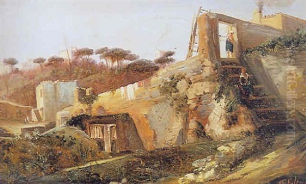 Ponti Rolli 10 Marzo 1837 Oil Painting by Nicola Palizzi