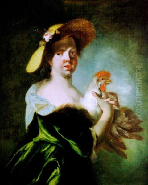 Bildnis Einer Jungen Dame Mit Einem Huhn Oil Painting by Franz Xaver Karl Palko