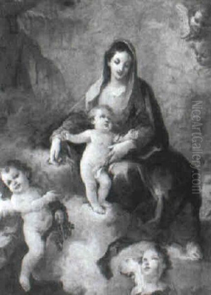 The Madonna And Child With Putti Oil Painting by Franz Xaver Karl Palko