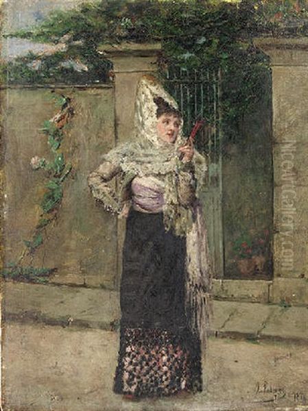 Spanish Beauty Oil Painting by Joaquin Pallares Allustante