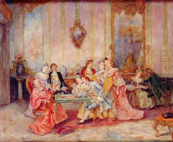 La Partie D'echecs Oil Painting by Joaquin Pallares Allustante