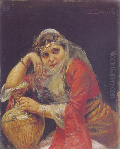 Odalisca Oil Painting by Joaquin Pallares Allustante