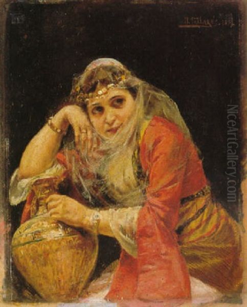 Odalisca Oil Painting by Joaquin Pallares Allustante