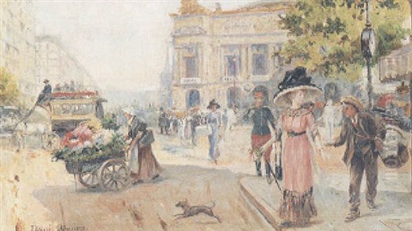 Place De L'opera, Paris Oil Painting by Joaquin Pallares Allustante