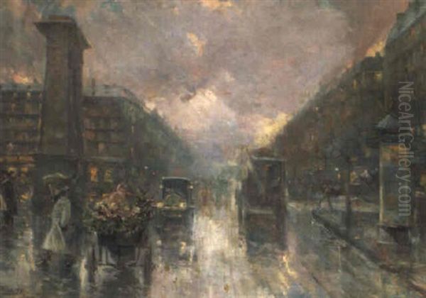 Paris Con Lluvia Oil Painting by Joaquin Pallares Allustante