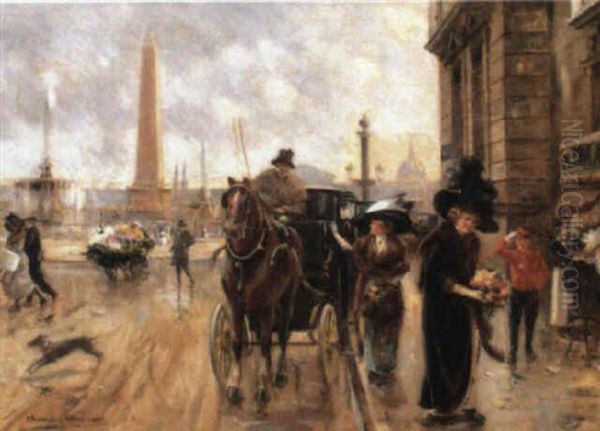 An Afternoon Outing, Paris Oil Painting by Joaquin Pallares Allustante