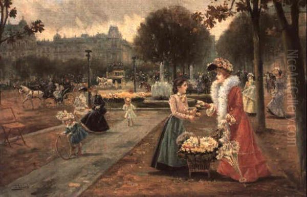 Pariser Strassenleben Oil Painting by Joaquin Pallares Allustante