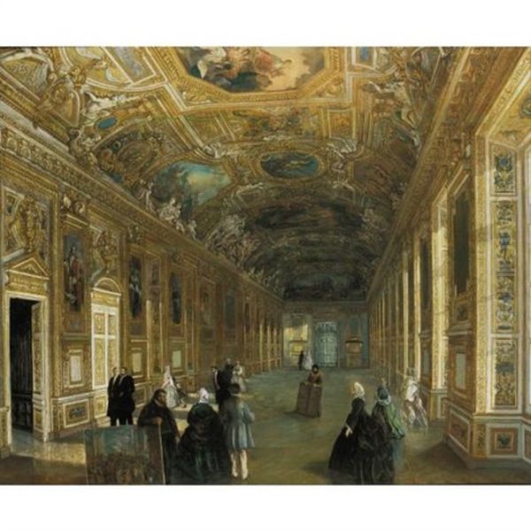 The Galerie D'apollon At The Musee Du Louvre Oil Painting by Armand Julien Palliere