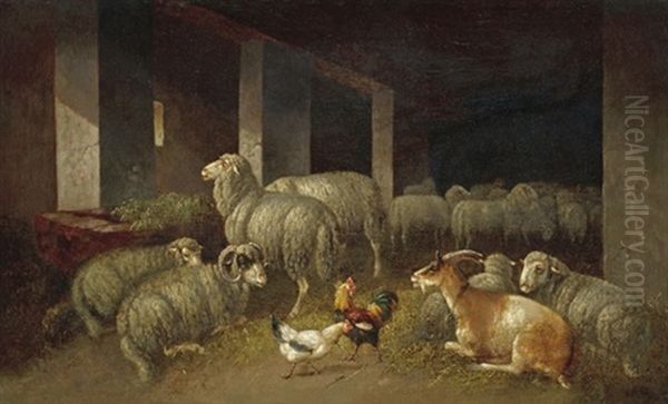 Sheep Oil Painting by Bela Pallik