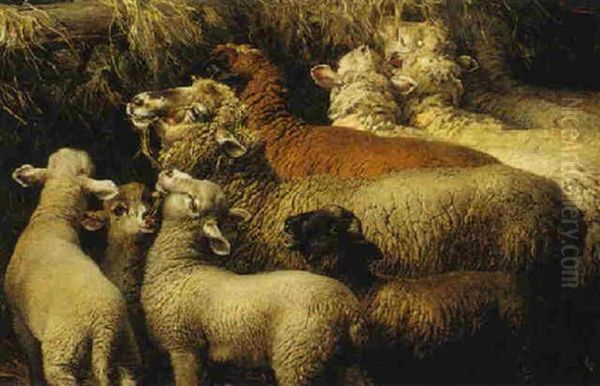 Sheep Oil Painting by Bela Pallik