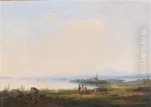 Swedish Scene Oil Painting by Gustaf Wilhelm Palm