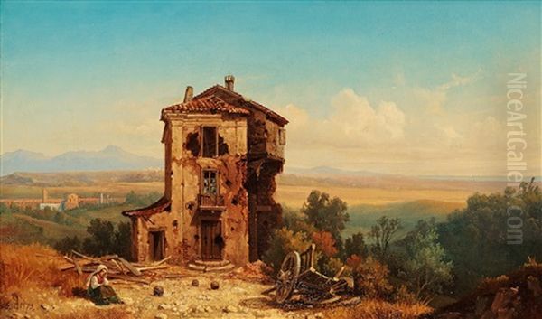 Vue Af Romerska Campagnan Oil Painting by Gustaf Wilhelm Palm