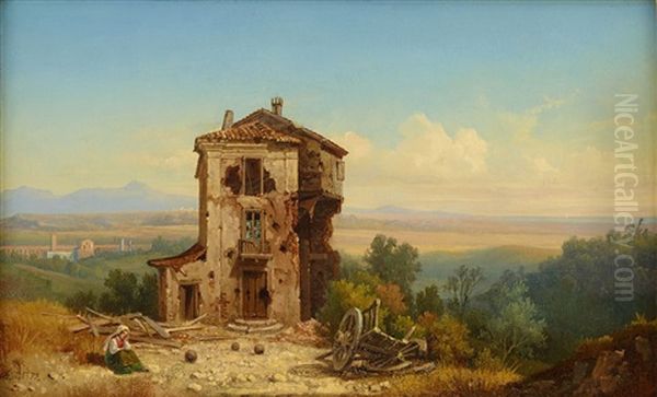 Vue Af Romerska Campagnan Oil Painting by Gustaf Wilhelm Palm