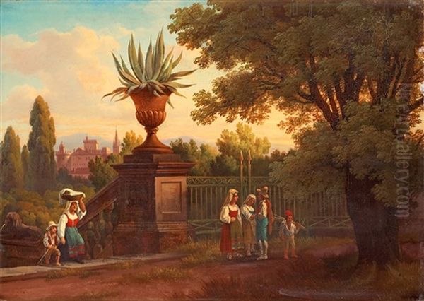 Vue Fran Villa Conti Vid Rom Oil Painting by Gustaf Wilhelm Palm