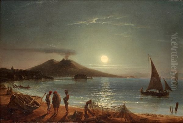 Vesuvius I Mansken Oil Painting by Gustaf Wilhelm Palm