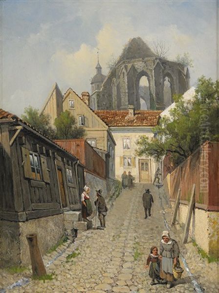 Vy Av Kyrkoruinen St: A Carin I Visby Oil Painting by Gustaf Wilhelm Palm