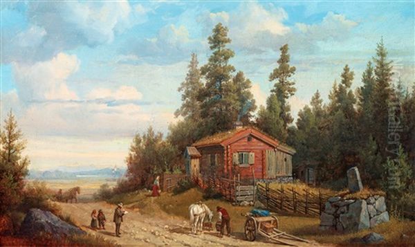 Vue I Trakten Af Bie Oil Painting by Gustaf Wilhelm Palm