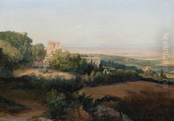 Villa Aldobrandini A Frascati Oil Painting by Gustaf Wilhelm Palm